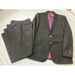 TIGLIO Luxe Slim Fit Pinstripe Wool Super 150s Dandy Suit Jacket Pants 46L Italy